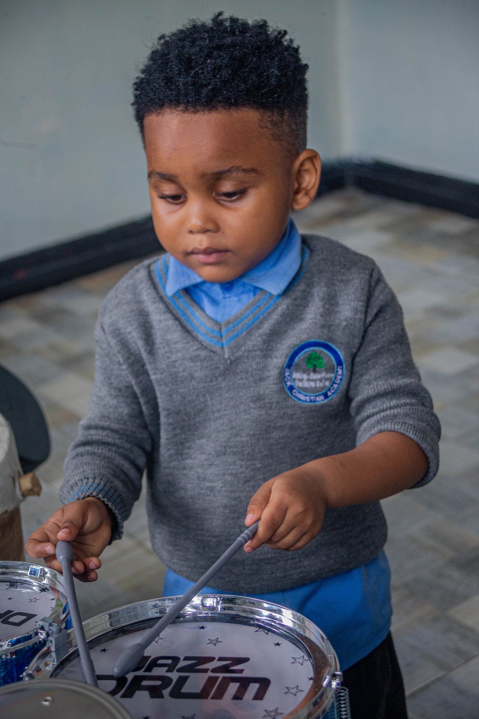 A learner on the drums